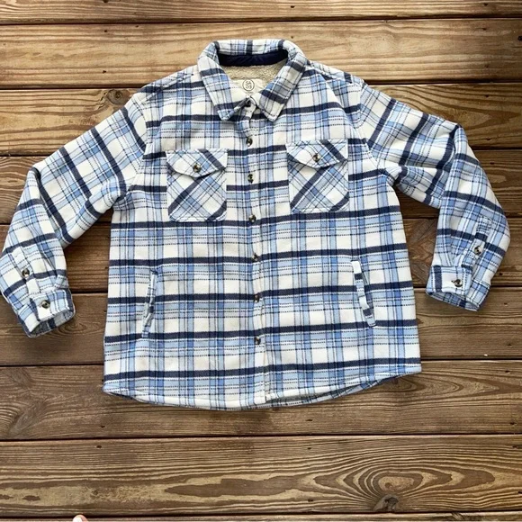 SAGE Collective Blue Plaid Sherpa Lined Jacket Shirt Overshirt XL Cozy Shacket - Picture 3 of 9